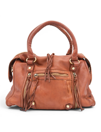 Large Leather Satchel, Cognac