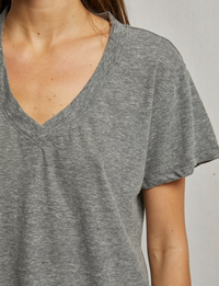 Hendrix V Neck Tee, Heather Grey