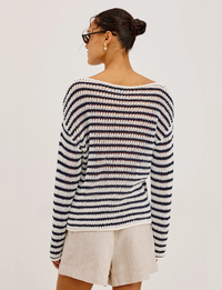 Evangeline Sweater, Navy Indigo/Stripe