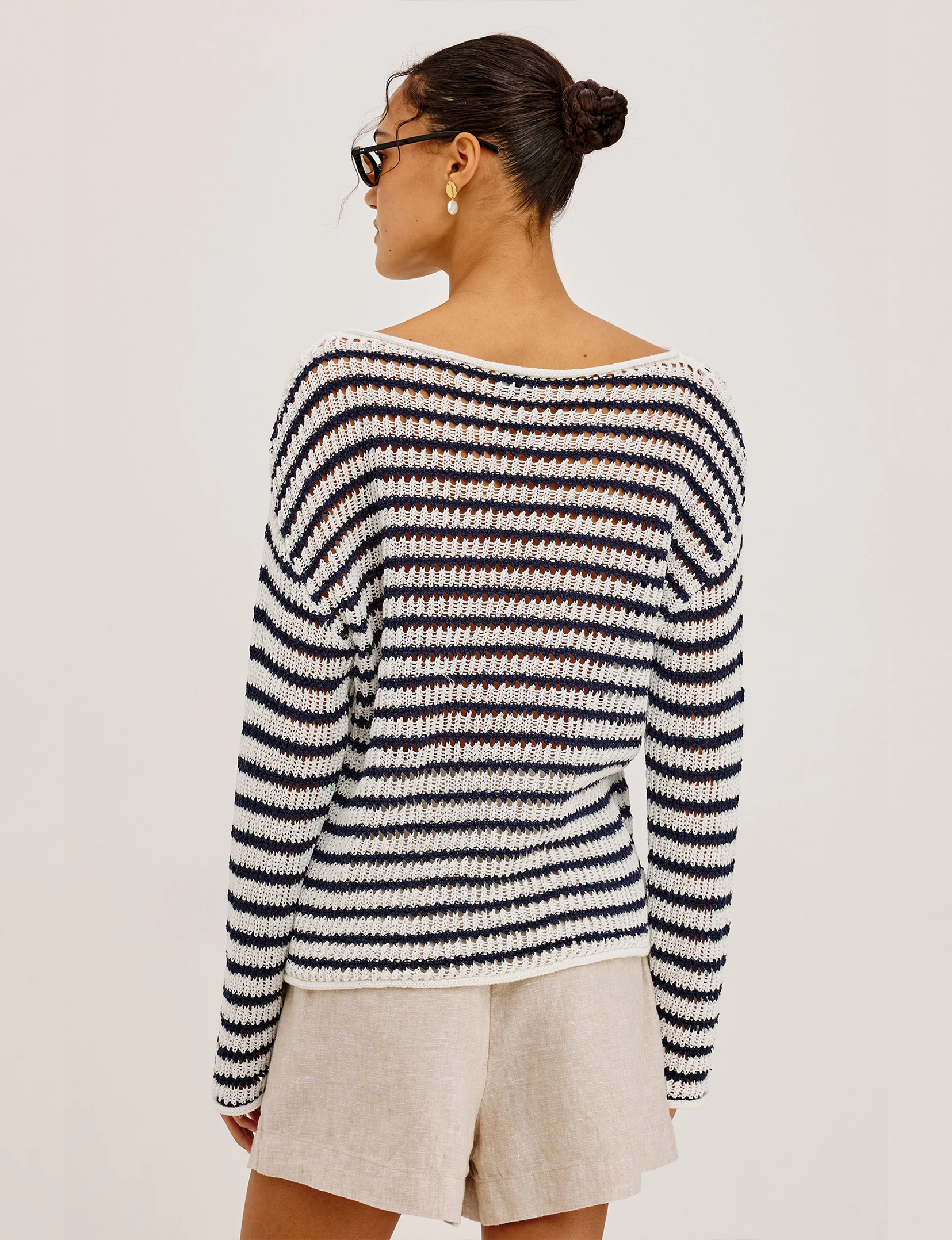 Evangeline Sweater, Navy Indigo/Stripe