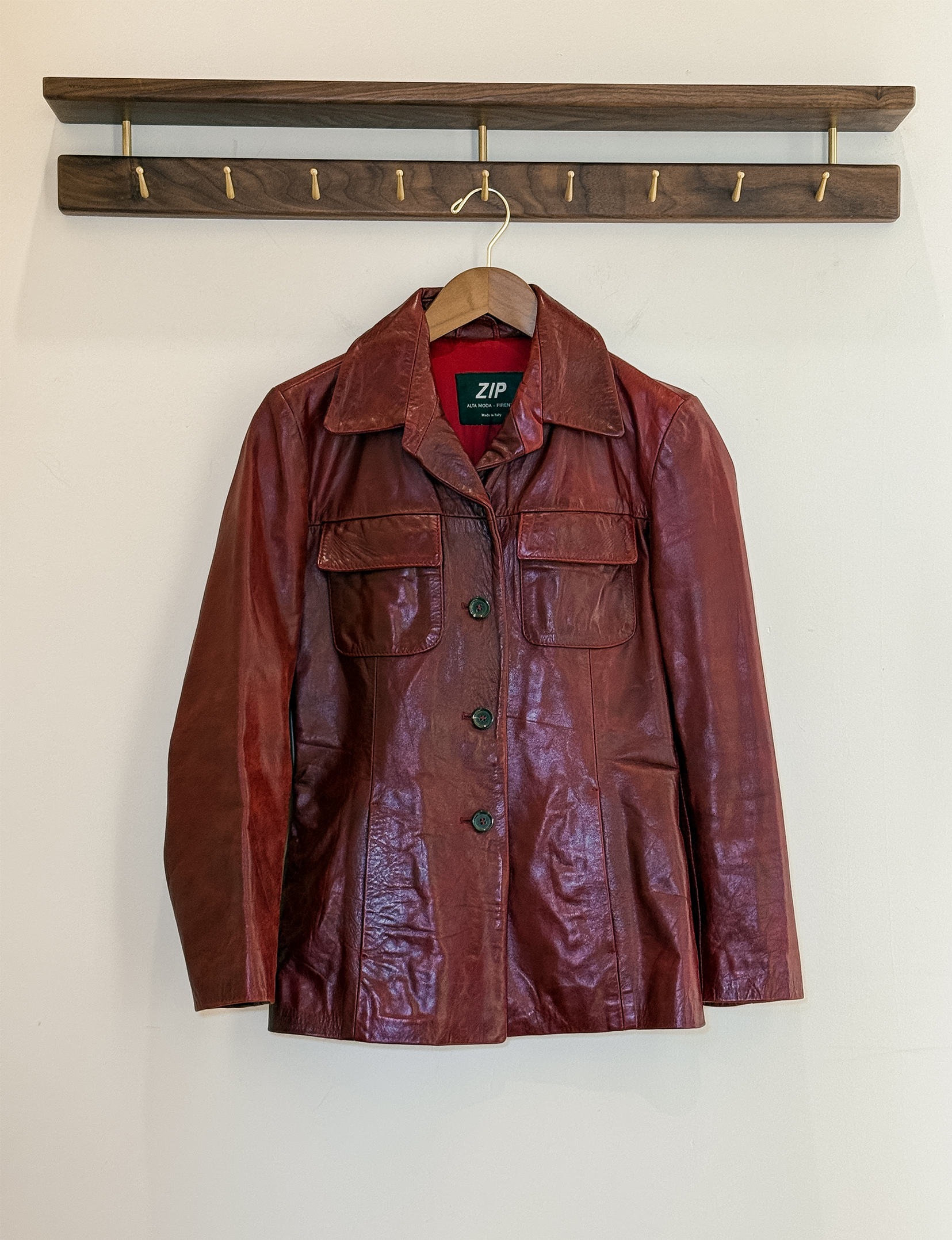 Zip Alta Moda Leather Jacket, Red