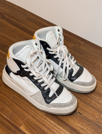 Saint Laurent High Top Sneakers, Grey Suede/Black Leather
