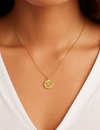Power Birthstone Coin Necklace (August), Gold/Peridot