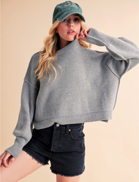 Regina Knit Sweater, Heather Grey