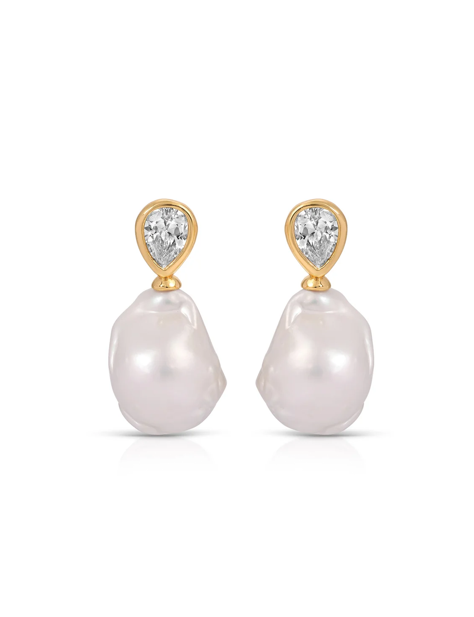 Freshwater Heirloom Earrings, Gold/Crystal