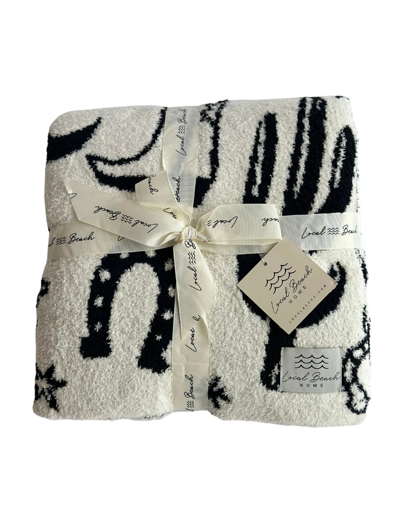 Western Luxe Home Blanket, Black/Cream