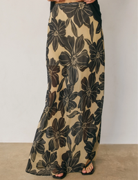 Lotus Maxi Skirt, Cream/Black