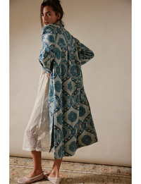 Brick Lane Jacquard Maxi Shirt Jacket, Blue/Combo