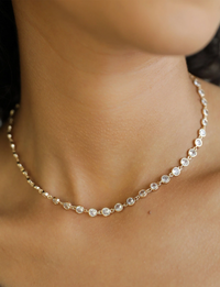 Disc Link Necklace, Crystal/Gold
