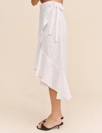 Ruffle Wrap Skirt, White
