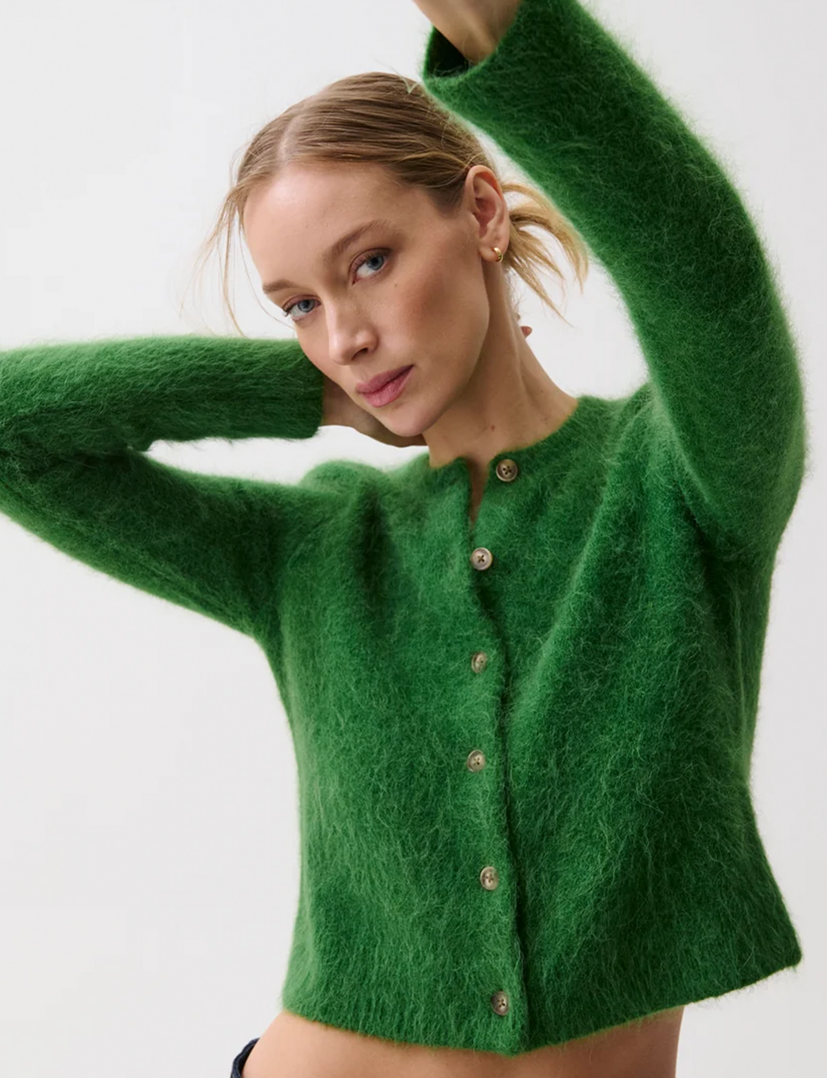 Yara Alpaca Shrunken Cardigan, Vivid Moss