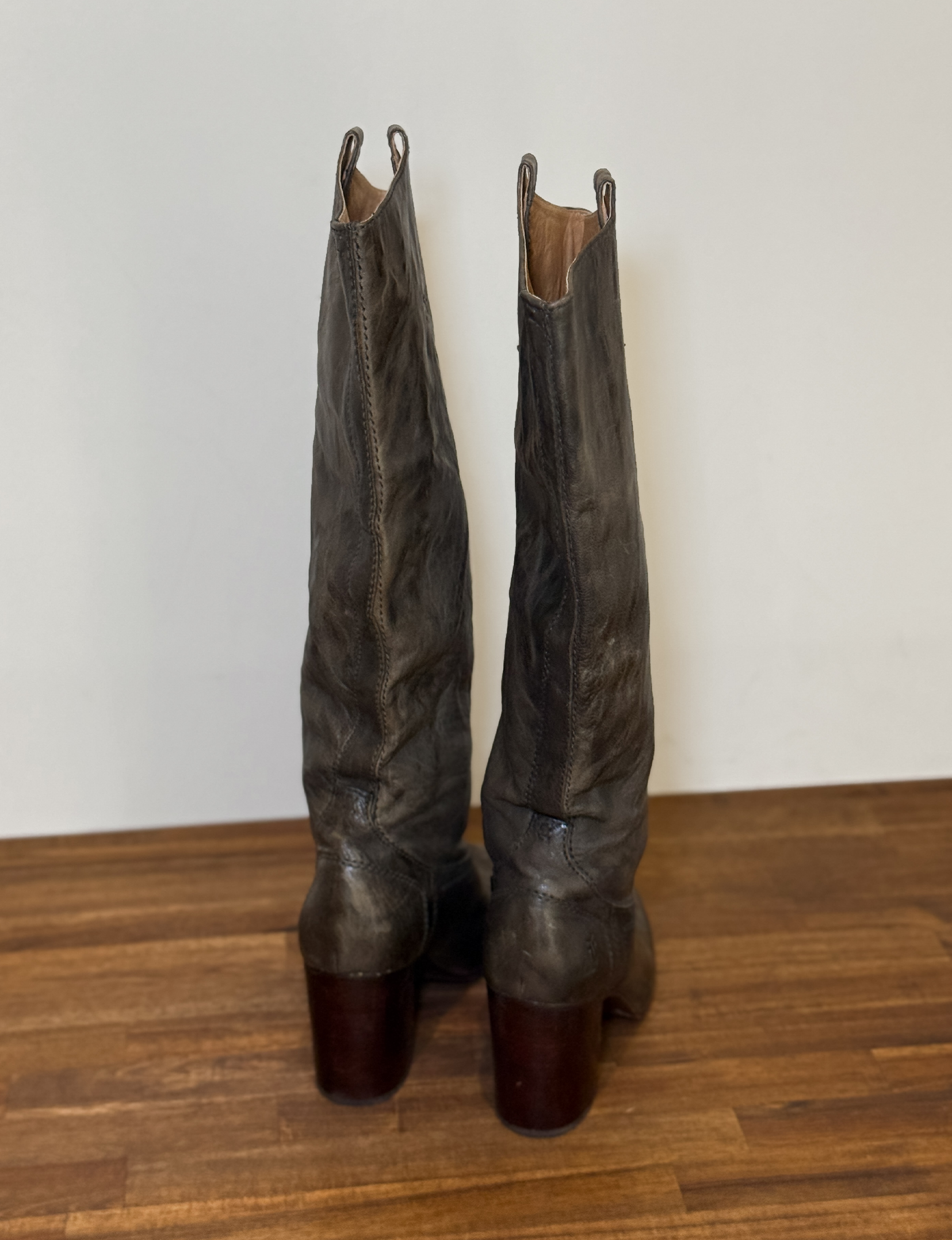 Frye Tall Leather Boots, Distressed Grey