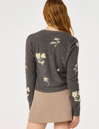 Joy Cardigan, Charcoal/Floral