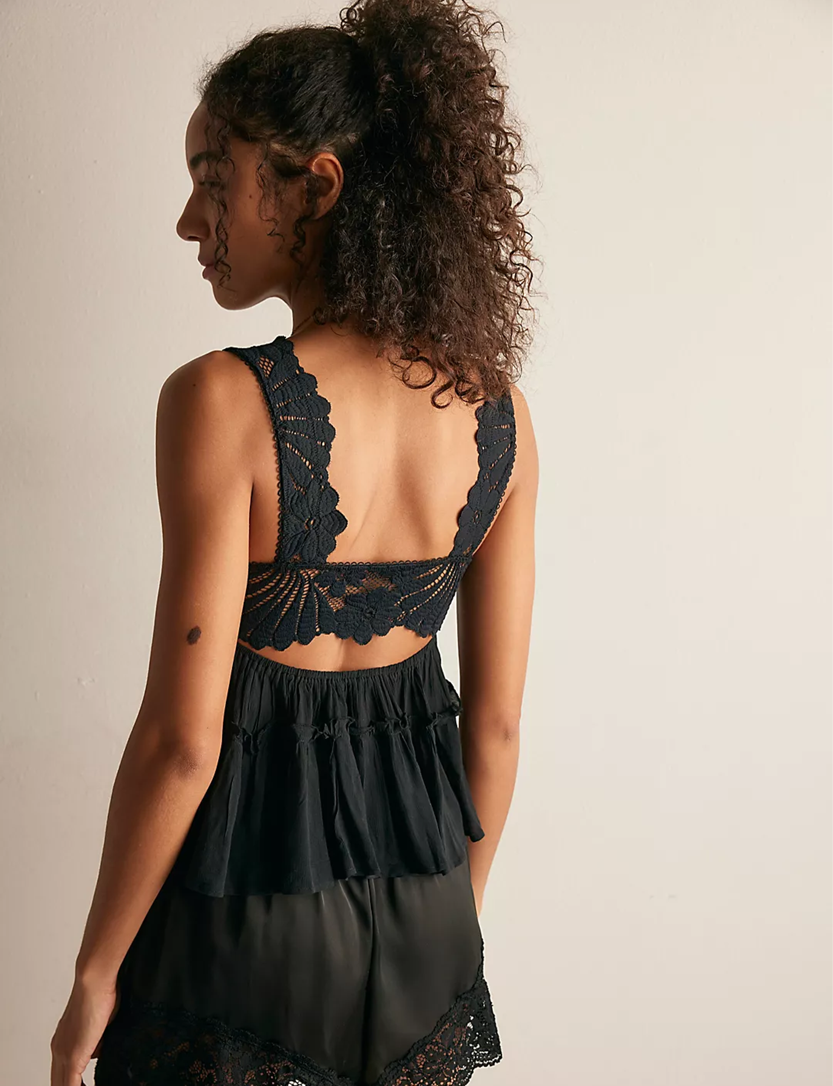 Petal Party Shapeless Cami, Black