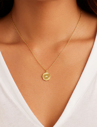 Power Birthstone Coin Necklace (April), Gold/White Topaz