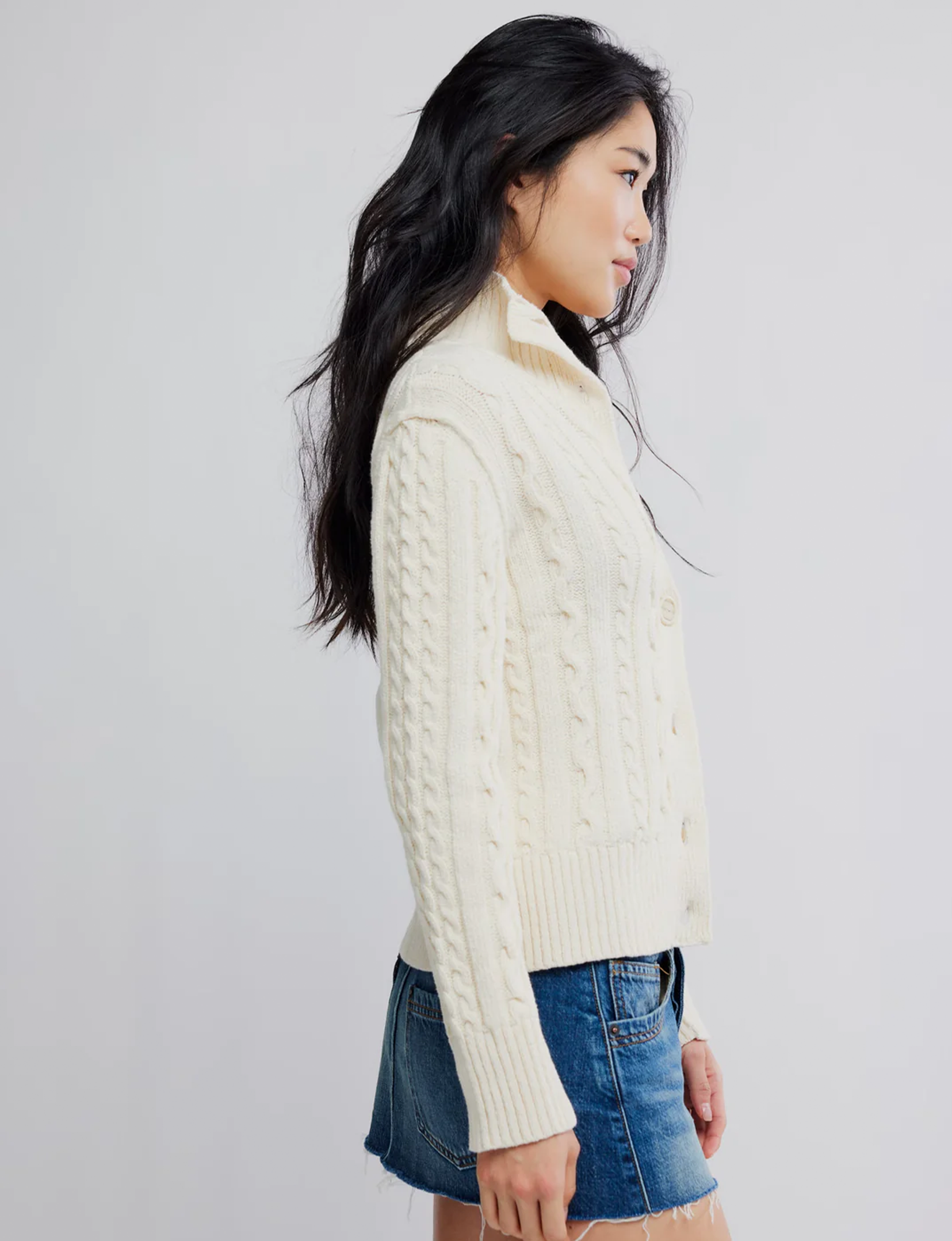 WTF Cable Collar Cardi, Ivory