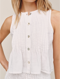 Pintuck Top, White