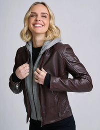 Alva Leather Jacket, Mahogany