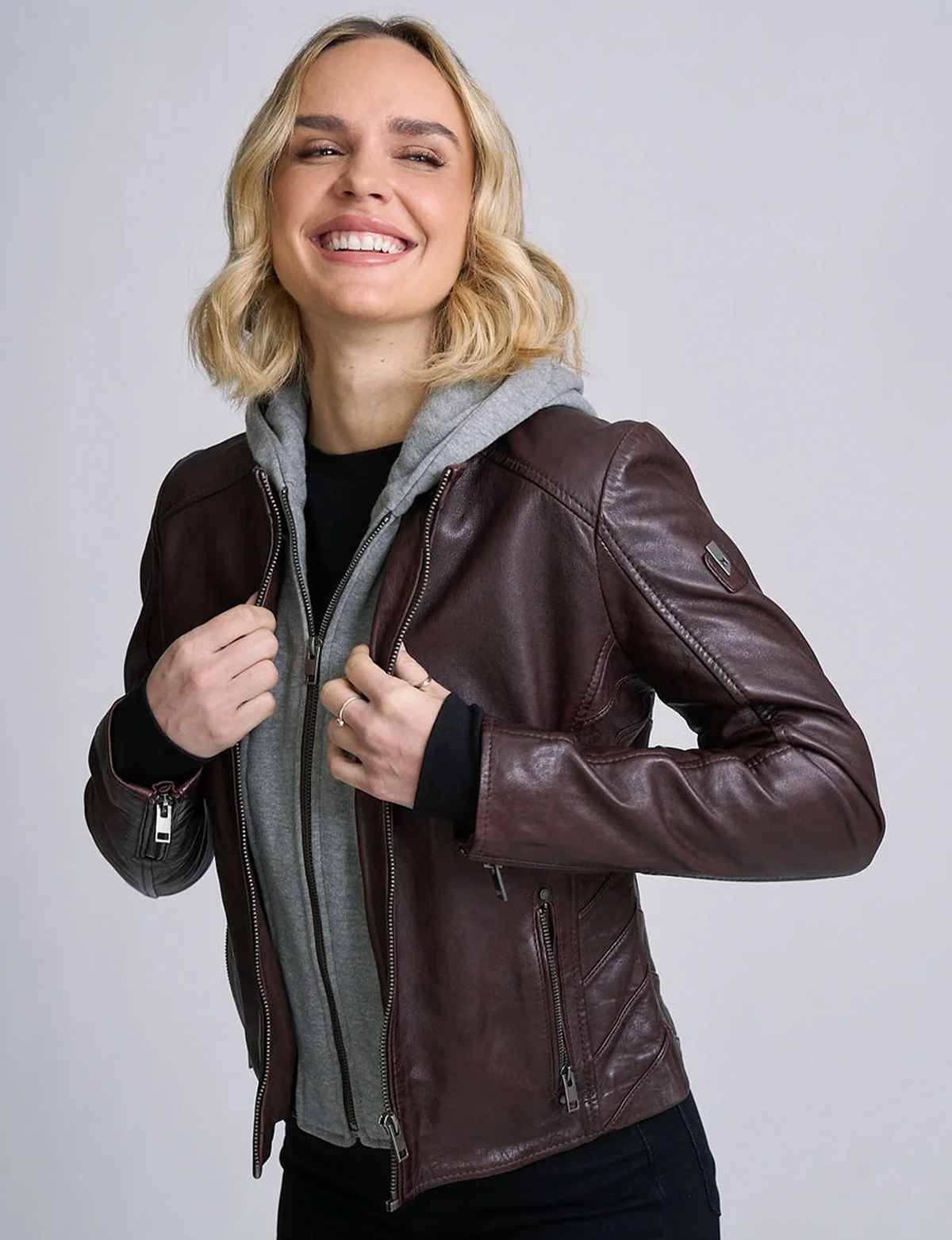 Alva Leather Jacket, Mahogany