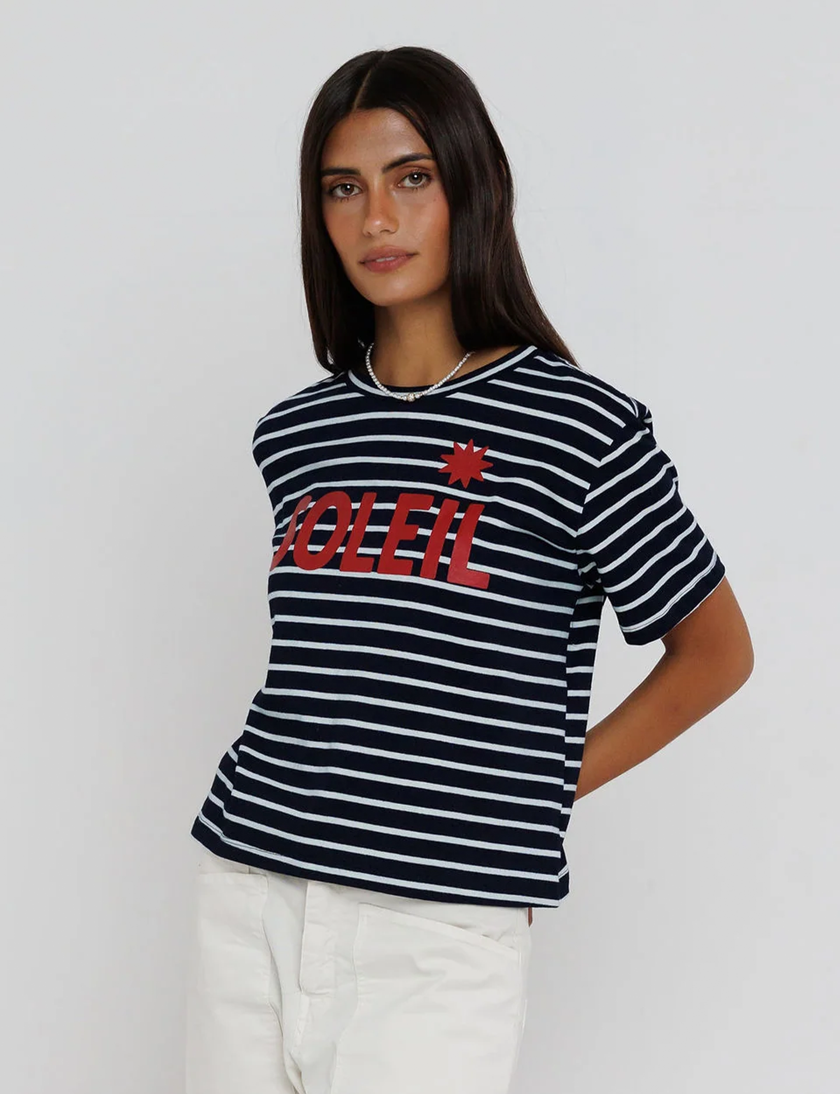 Soleil Tee, Navy Stripe
