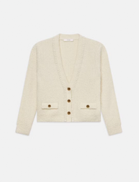 Double Pocket Cropped Cardi in Cream