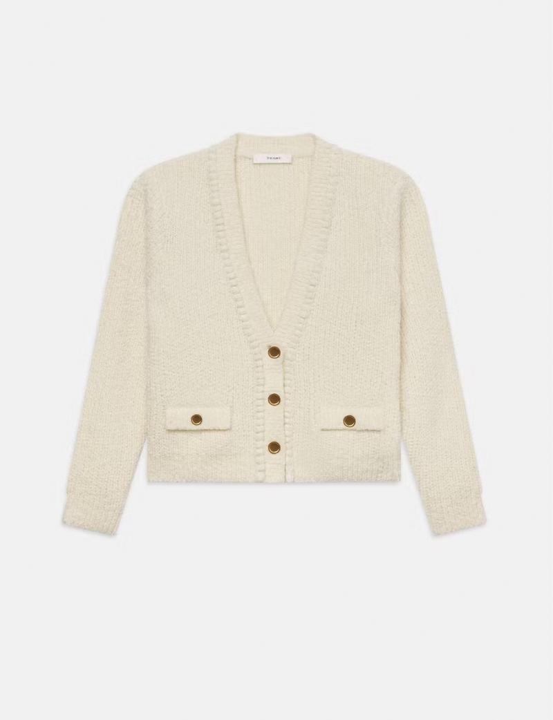 Double Pocket Cropped Cardi in Cream