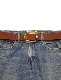 Classic Rectangular Belt, Brown/Brass