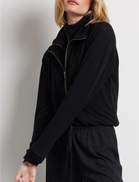 Double Zip Pullover, Heather Black