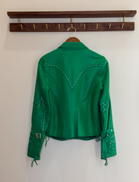 March Laurent Lace Up Leather Jacket, Green
