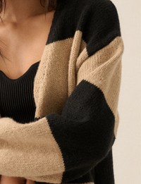 Colorblock Duster, Black/Taupe