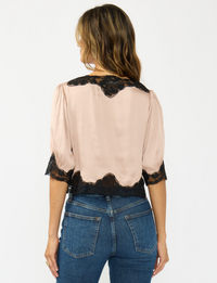 Lace Front Blouse, Champagne/Black