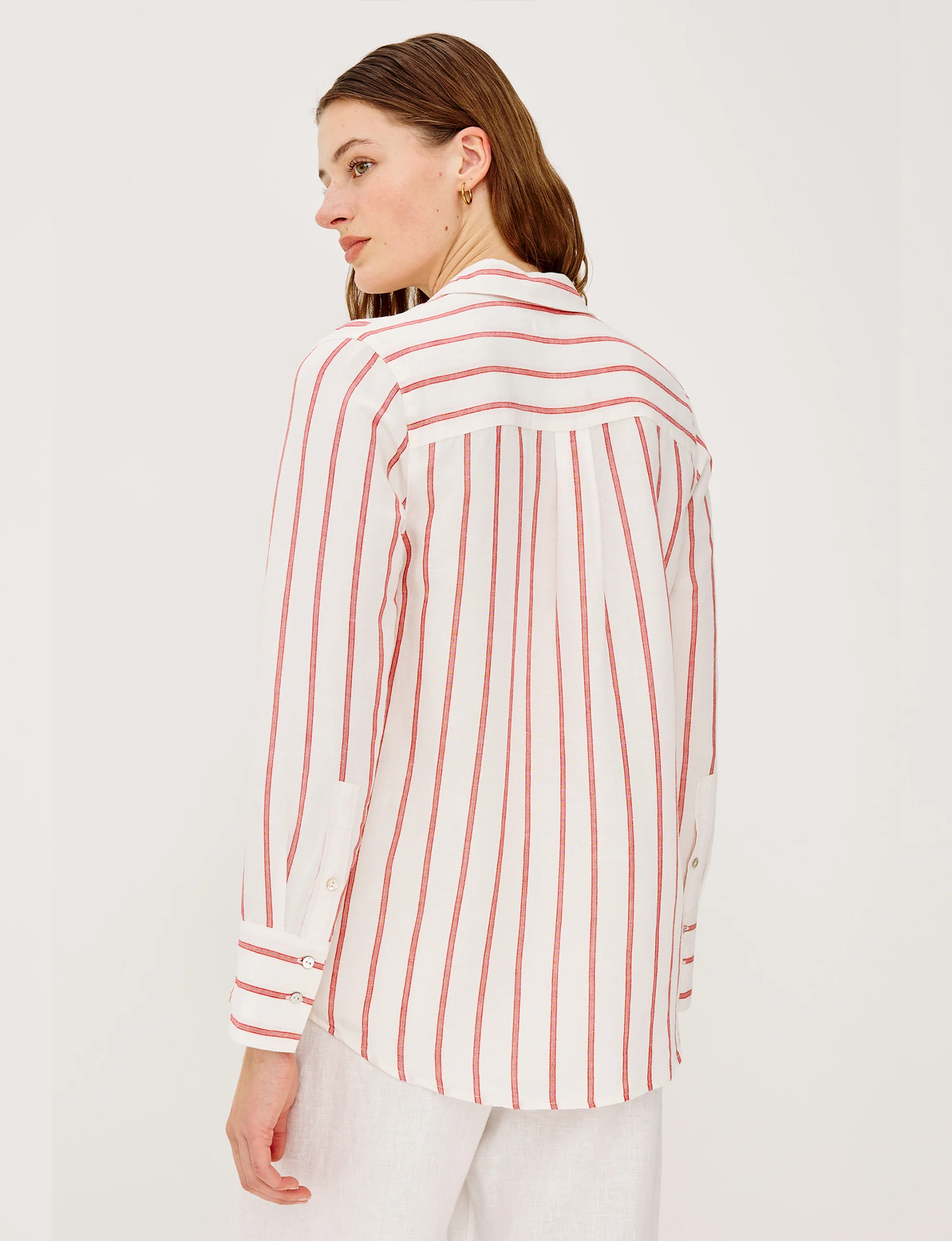 Knox Shirt, Scarlet/Ivory Stripe