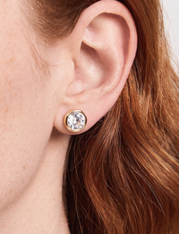 Circle Luxe Studs, Crystal/Gold