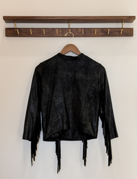 Cleo Bella Fringe Suede Jacket, Black