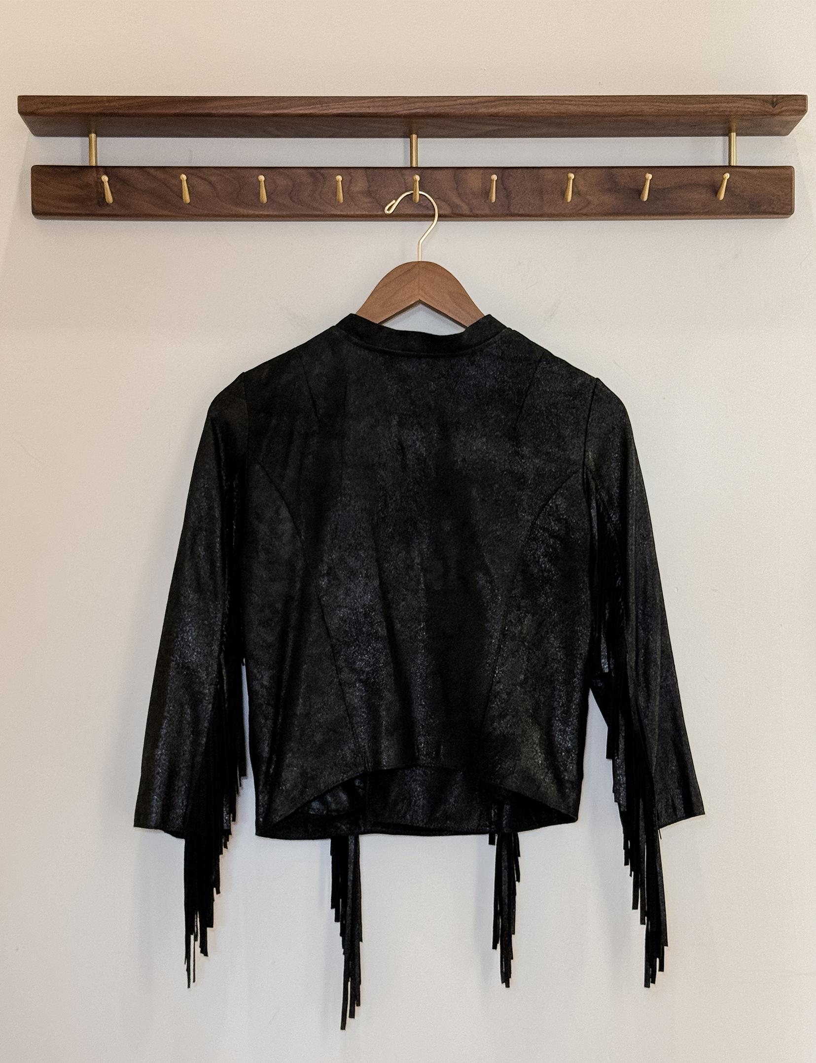 Cleo Bella Fringe Suede Jacket, Black