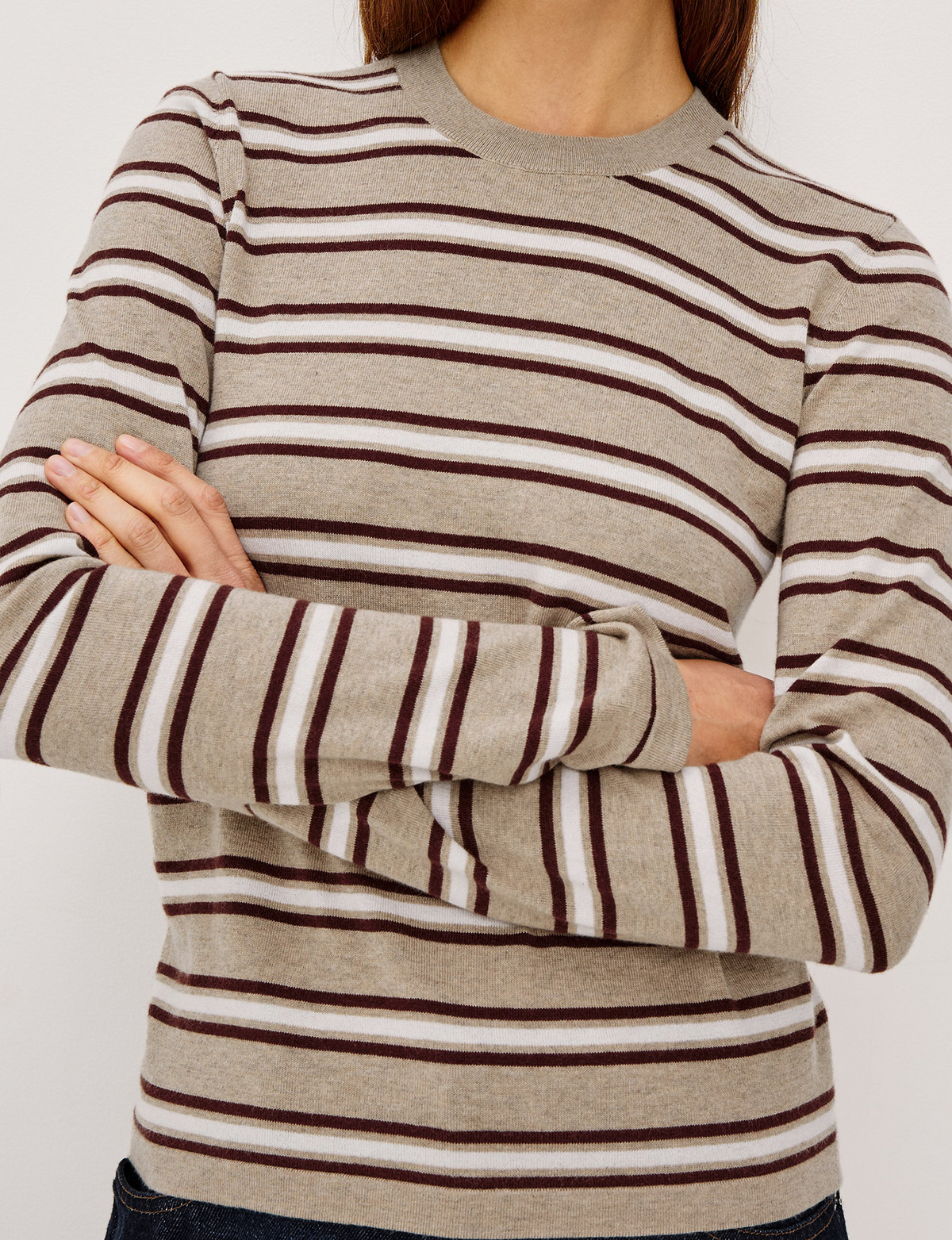 Davie Top, Heather/Oat Stripe
