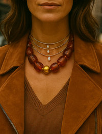 Pebbles Beaded Necklace, Brown