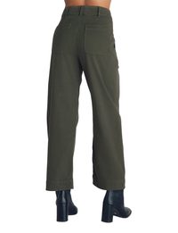 Saige Wide Leg Crop Pant, Forest Army