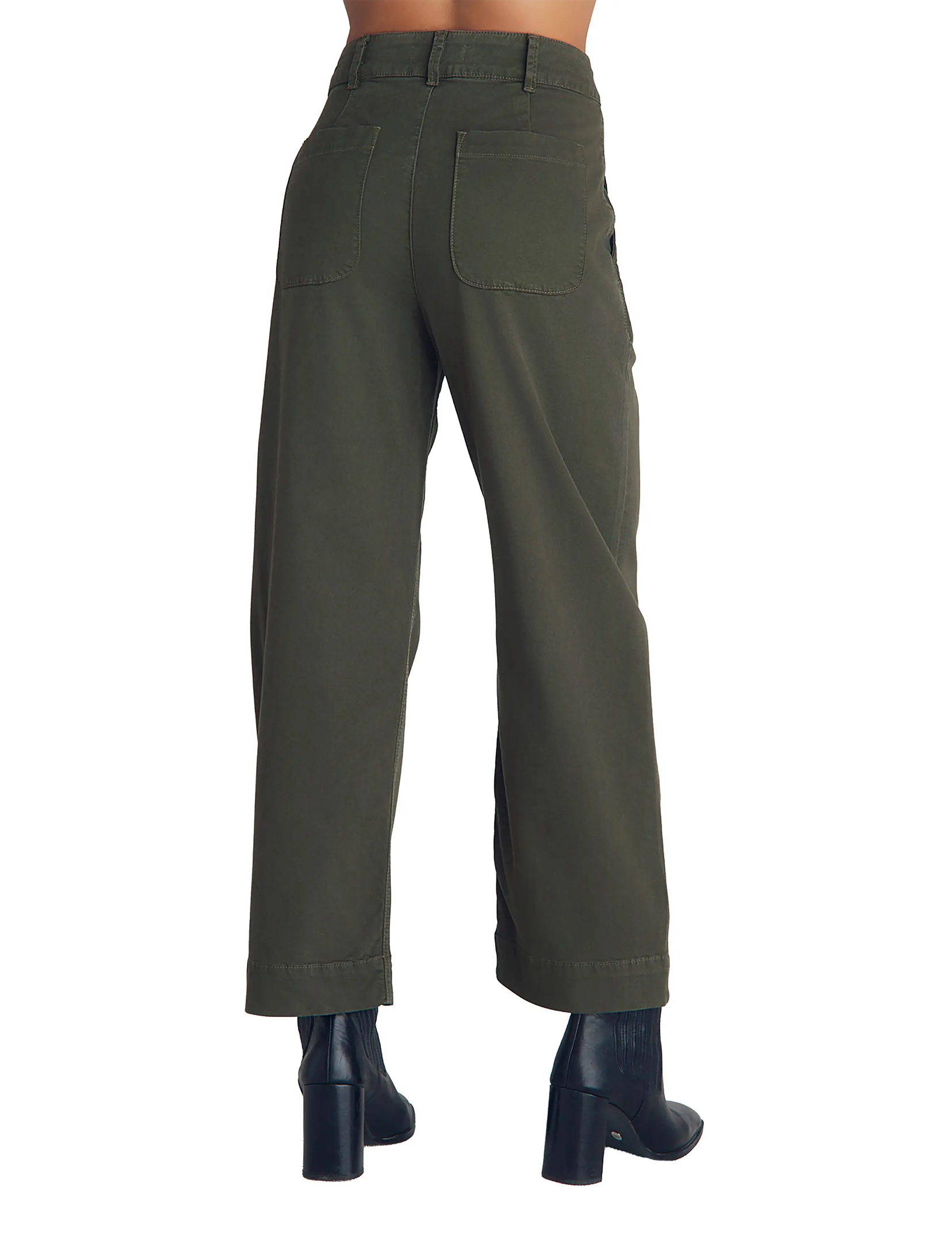 Saige Wide Leg Crop Pant, Forest Army
