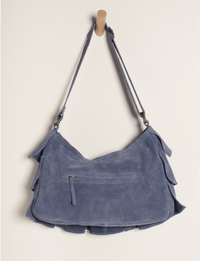 Rae Ruffle Shoulder Bag, Slate