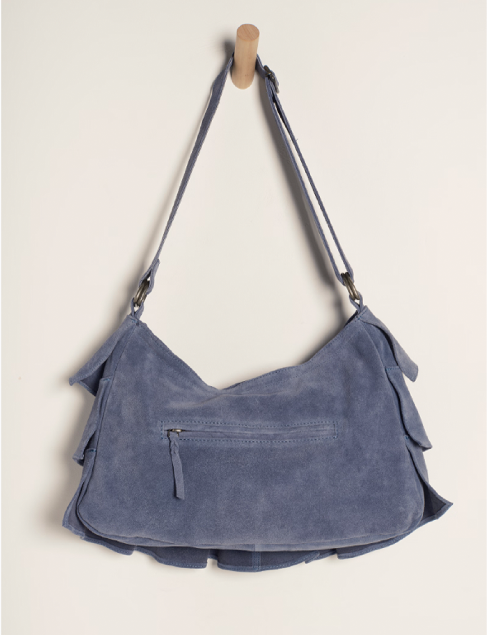 Rae Ruffle Shoulder Bag, Slate