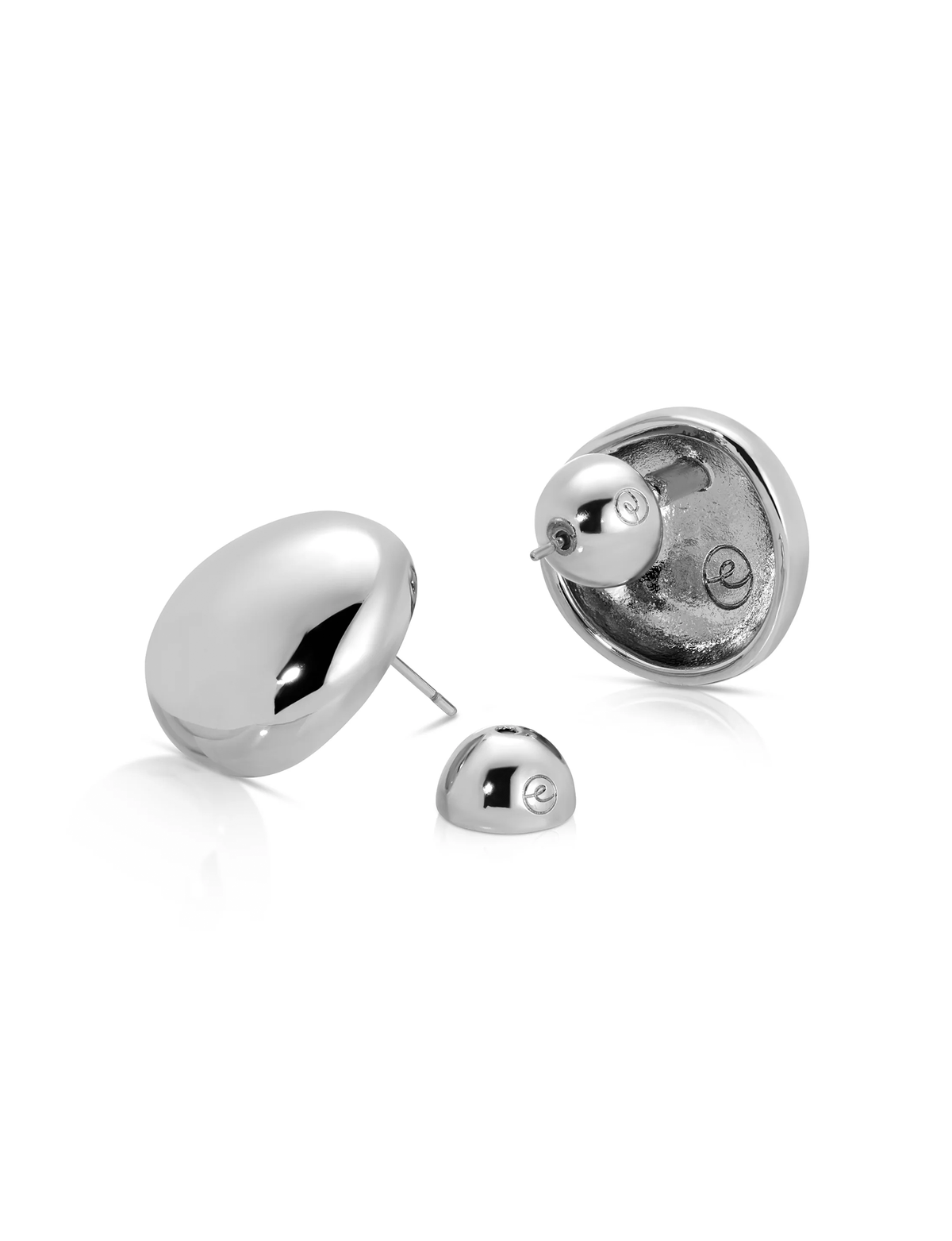 Polished Pebble Studs, Silver