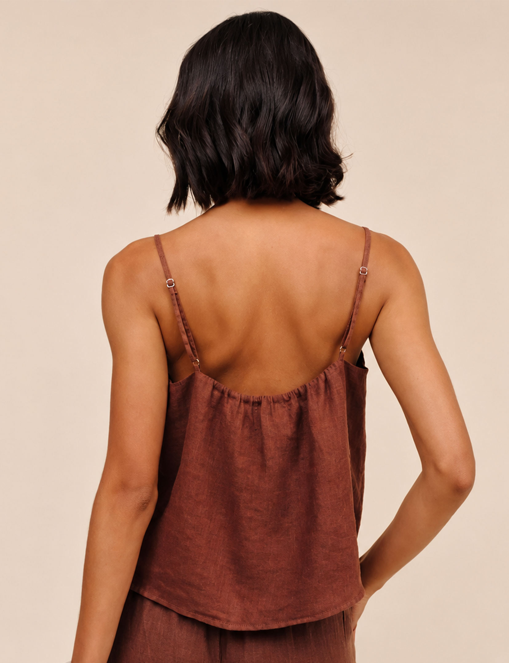 Pintuck Camisole, Sea Glass Brown