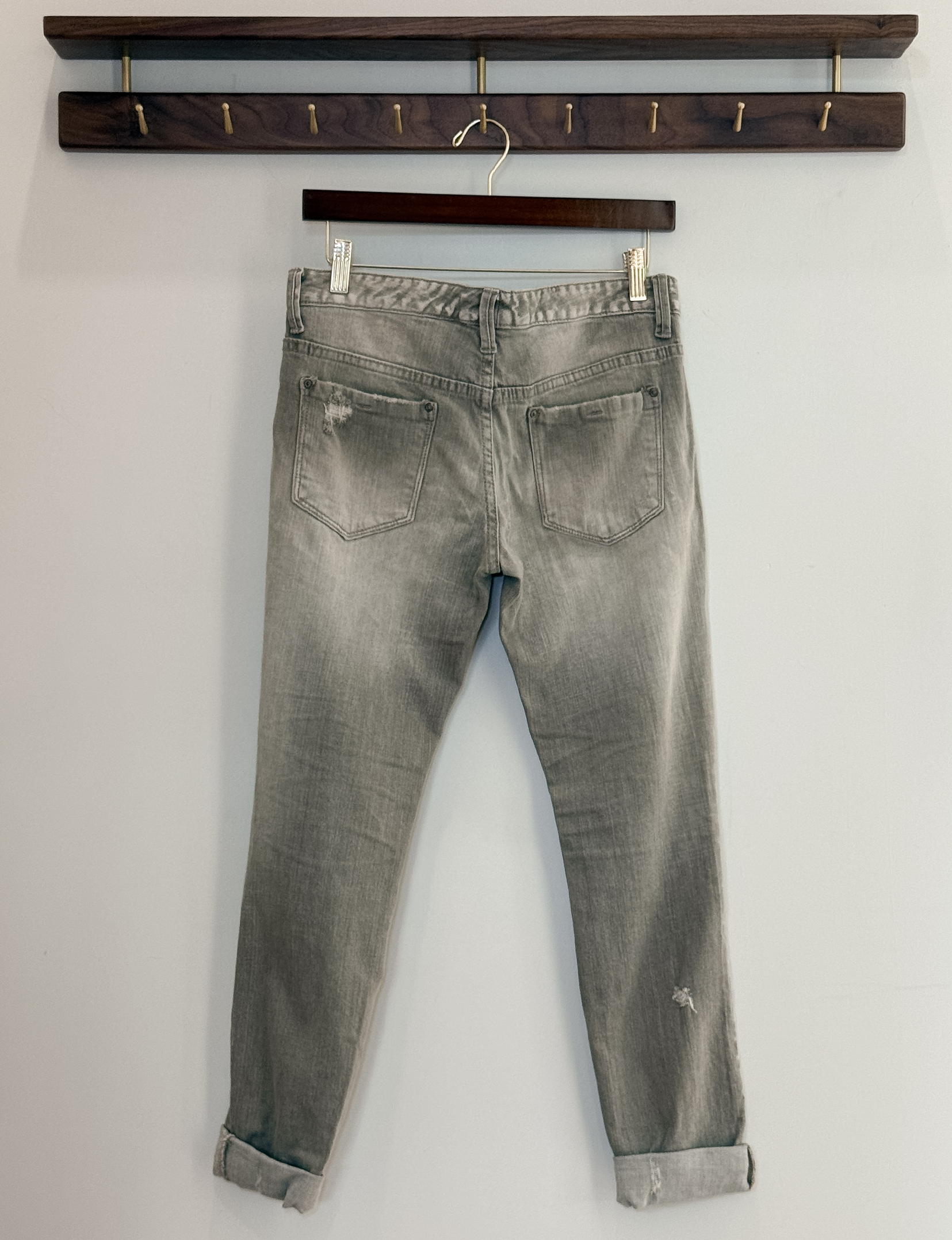 Free People Distressed Relaxed Skinny Jeans, Light Gray Wash