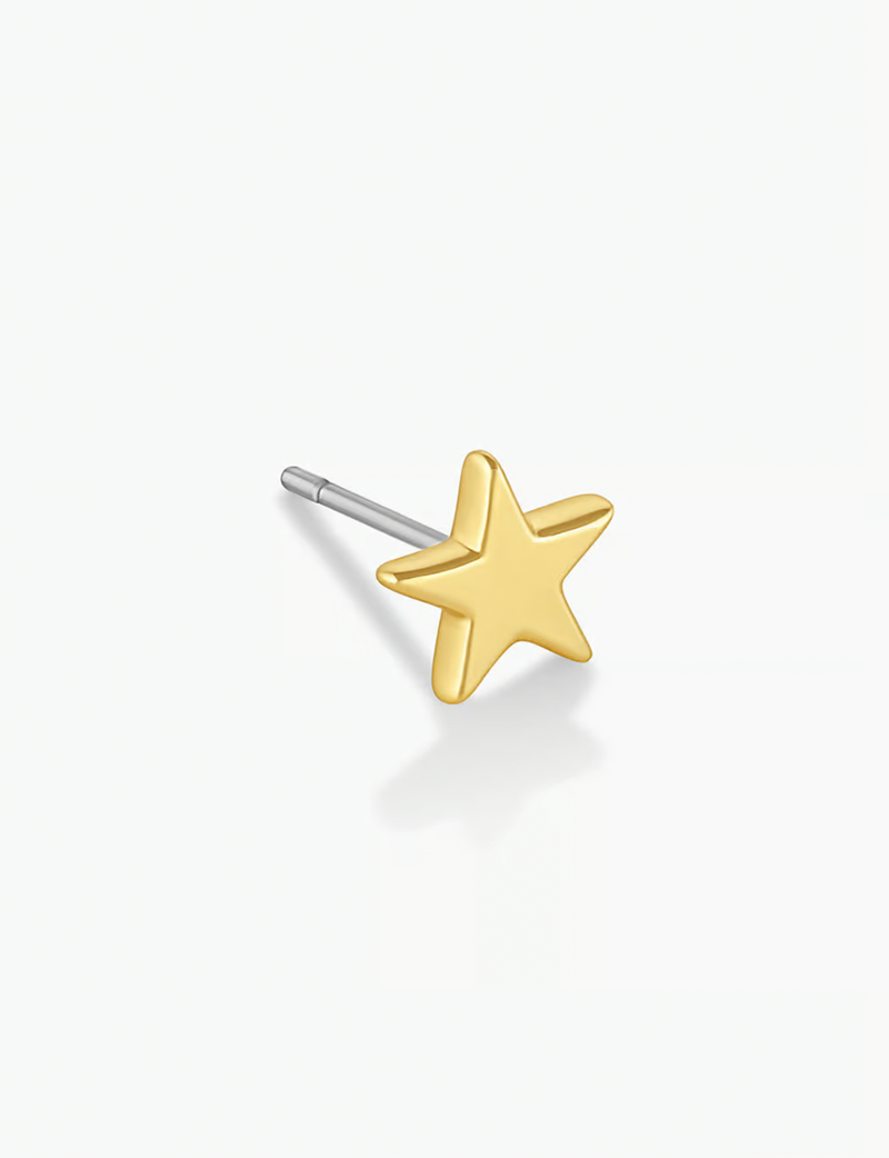 Star Charm Studs, Gold