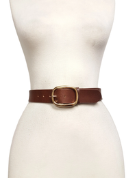 Casual Gold Buckle Belt, Brown