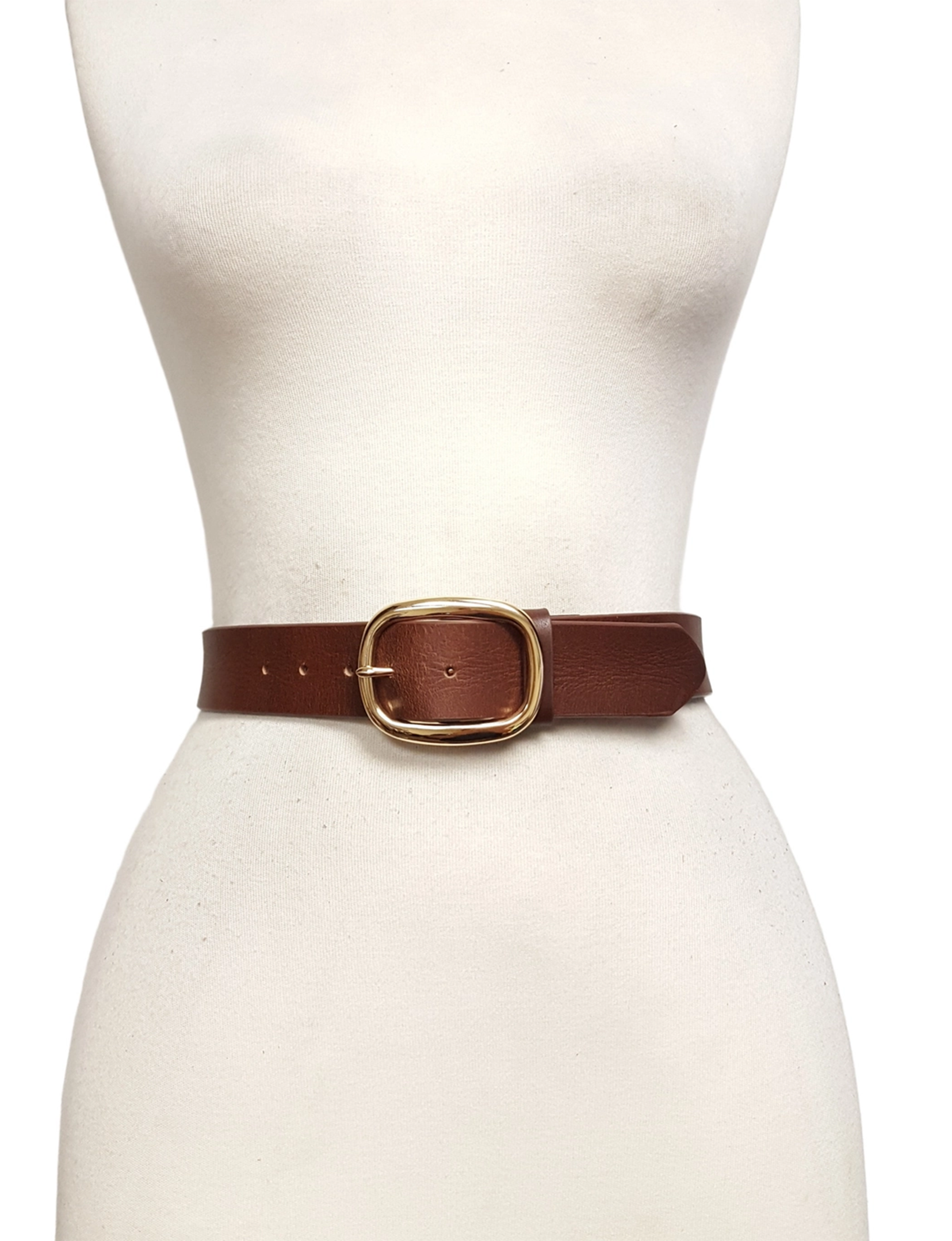 Casual Gold Buckle Belt, Brown