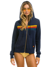 5 Stripe Zip Hoodie, Navy/Multi