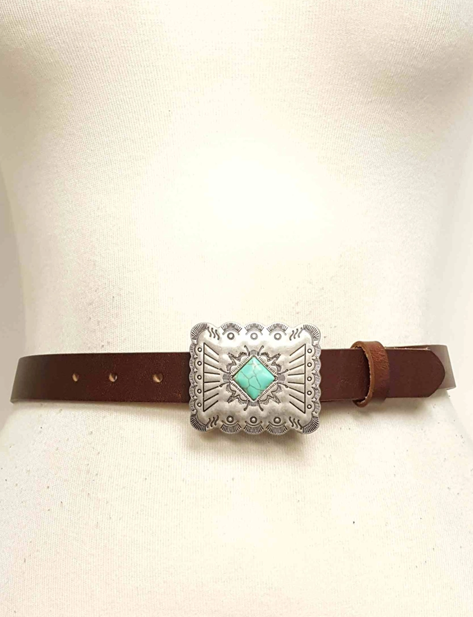 Skinny Leather Belt, Brown