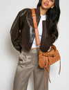 Away We Go Shoulder Bag, Rustic Caramel Suede